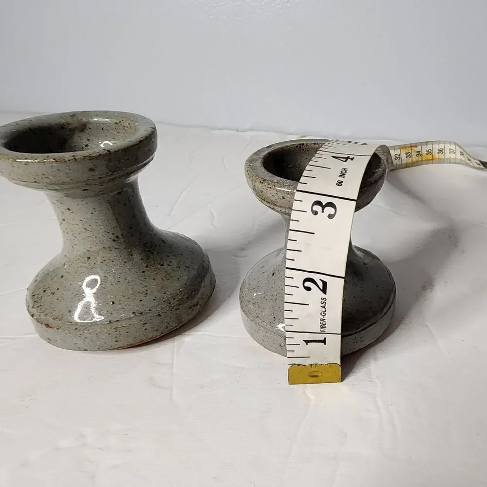 Pottery candlesticks pair handcrafted